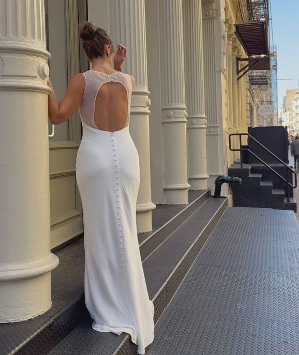 Organza Open Back Maxi Dress - Ivory