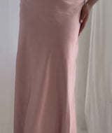 Cowl Front Satin Bridesmaid Dress - Rose