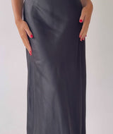 Halter Neck Satin Bridesmaid Dress - Black