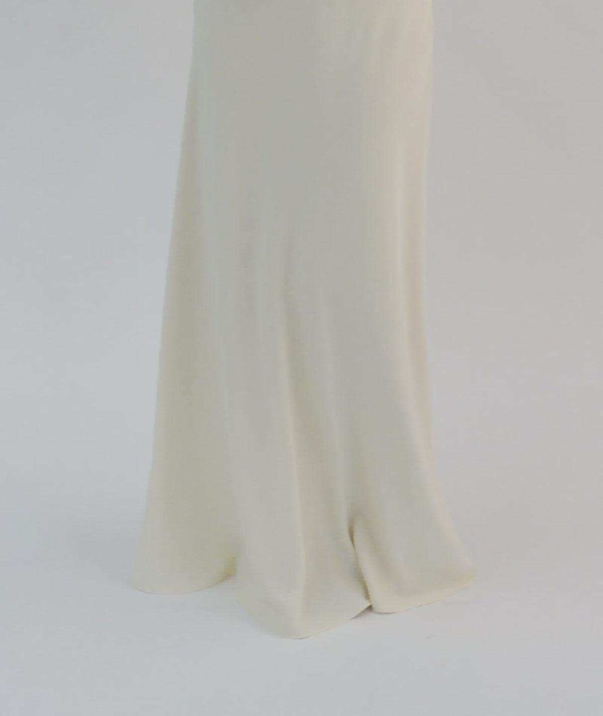 Square Neck Flutter Sleeve Crepe Bridesmaid Dress - Almond