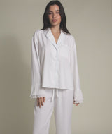 Pleated Cuff Satin Pyjama Trouser - Ivory