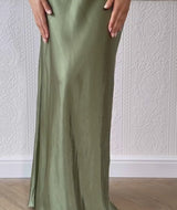 Cowl Front Satin Bridesmaid Dress - Moss Green