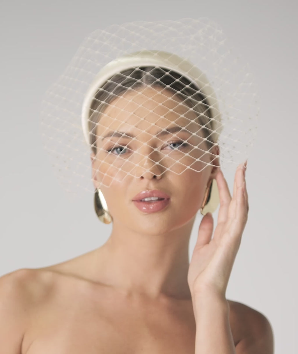 Mesh Overlay Satin Fascinator - Lemon