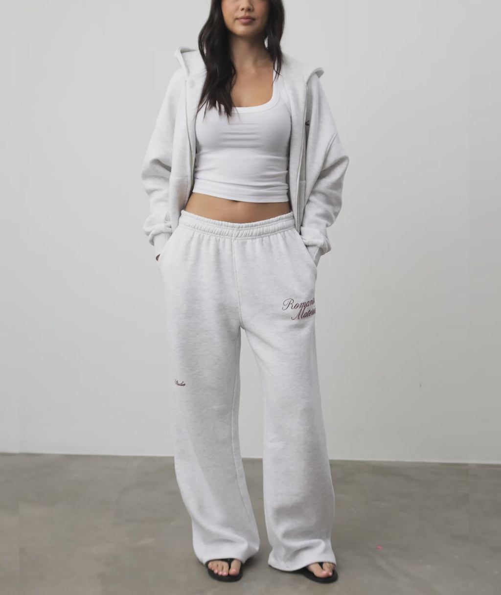 Romantic Material Wide Leg Jogger - Grey Marl