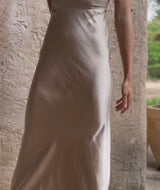 Cowl Back Satin Bridesmaid Dress - Champagne