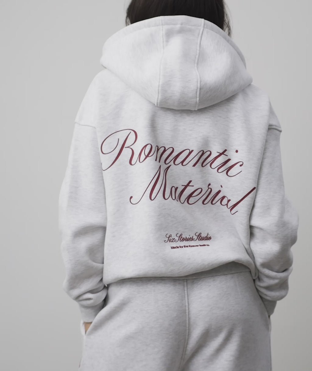 Romantic Material Zip Hoodie - Grey Marl