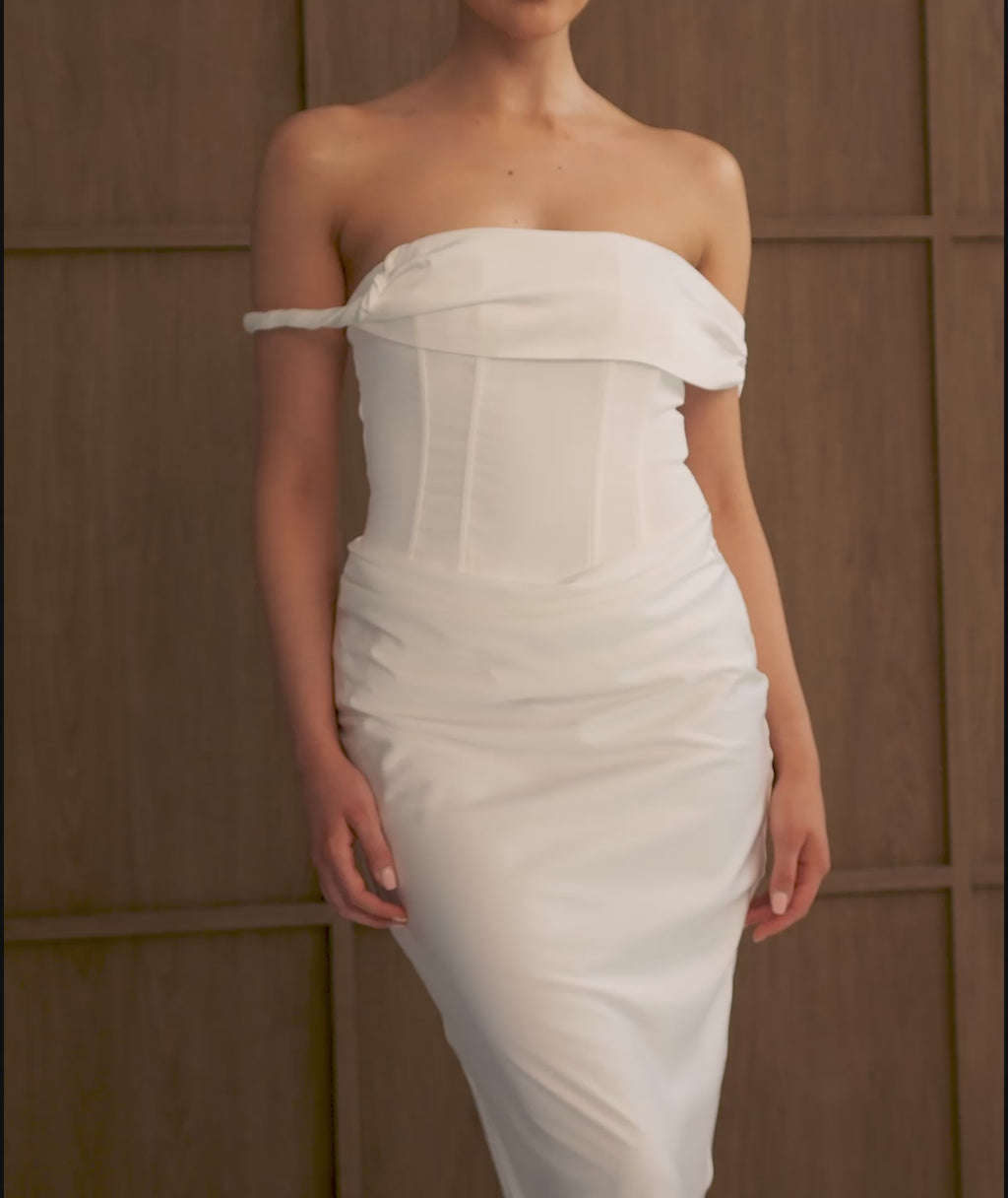 Petite Twist Strap Corset Maxi Dress - White