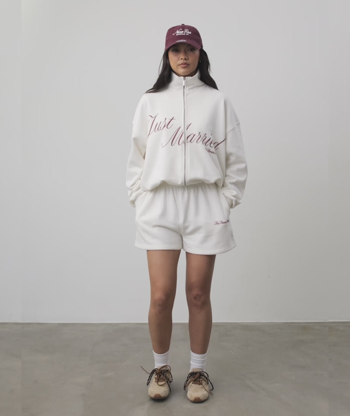 Just Married Zip Sweatshirt - Off White