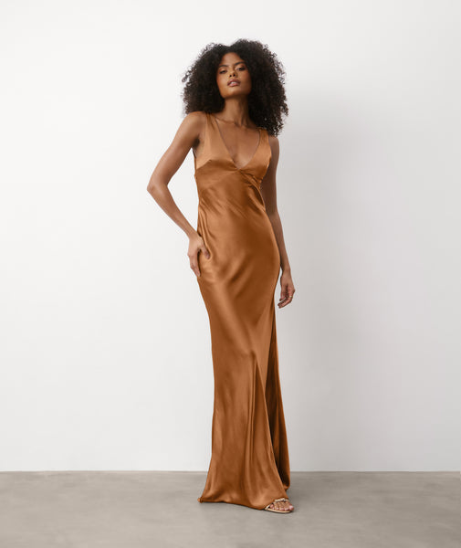 rusty brown dress Six Stories Womens Rust Sleeveless Cut-out Woven Maxi Dress 10