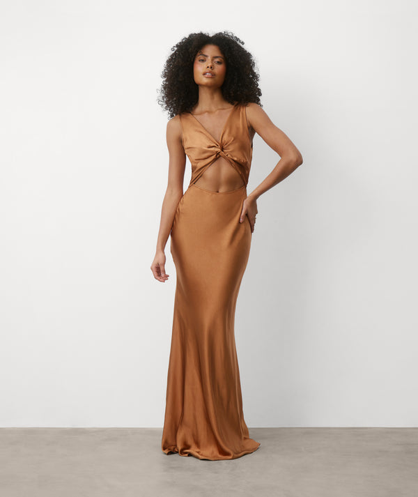 Wrap Tie Satin Bridesmaid Dress