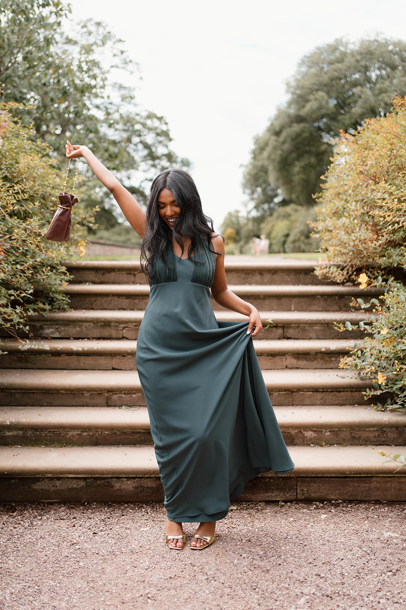 Organza Halter Neck Maxi Dress - Teal