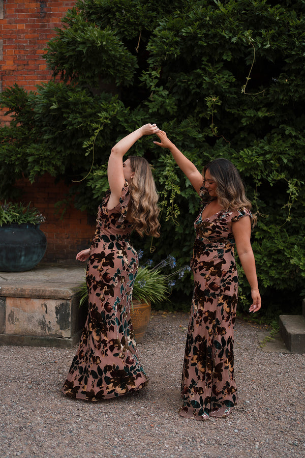 Floral Devore Strappy Dress