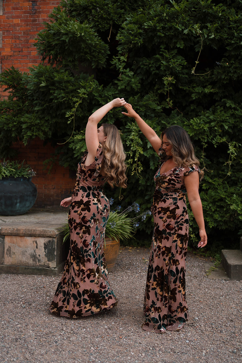 Floral Devore Strappy Dress