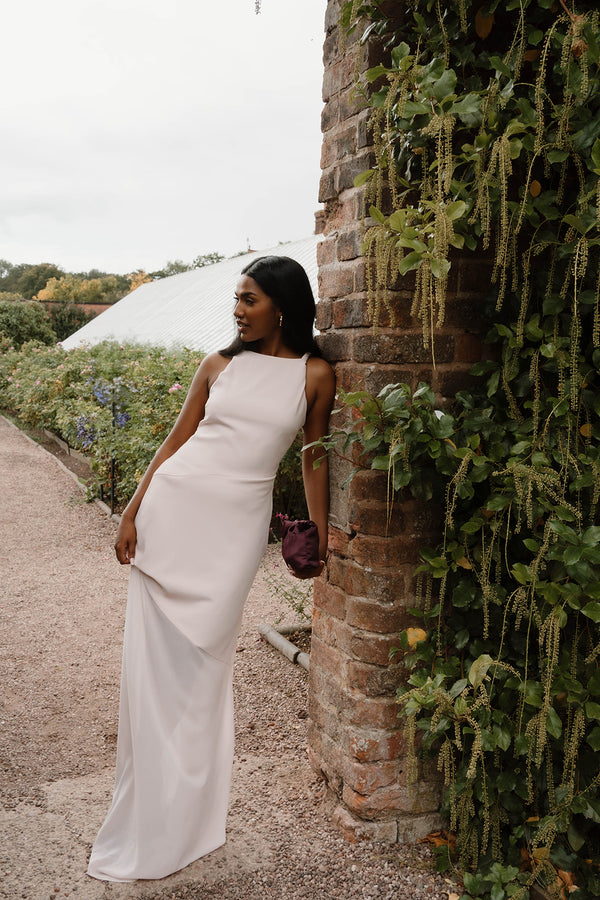 Sheer Hem Maxi Dress - Pale Pink
