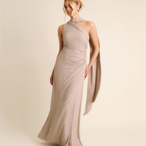 long mesh style-your-way 6 tie bridesmaid dress Tie-Back Cutout Maxi Dress with Front Slit in Lilac Haze (Purple)