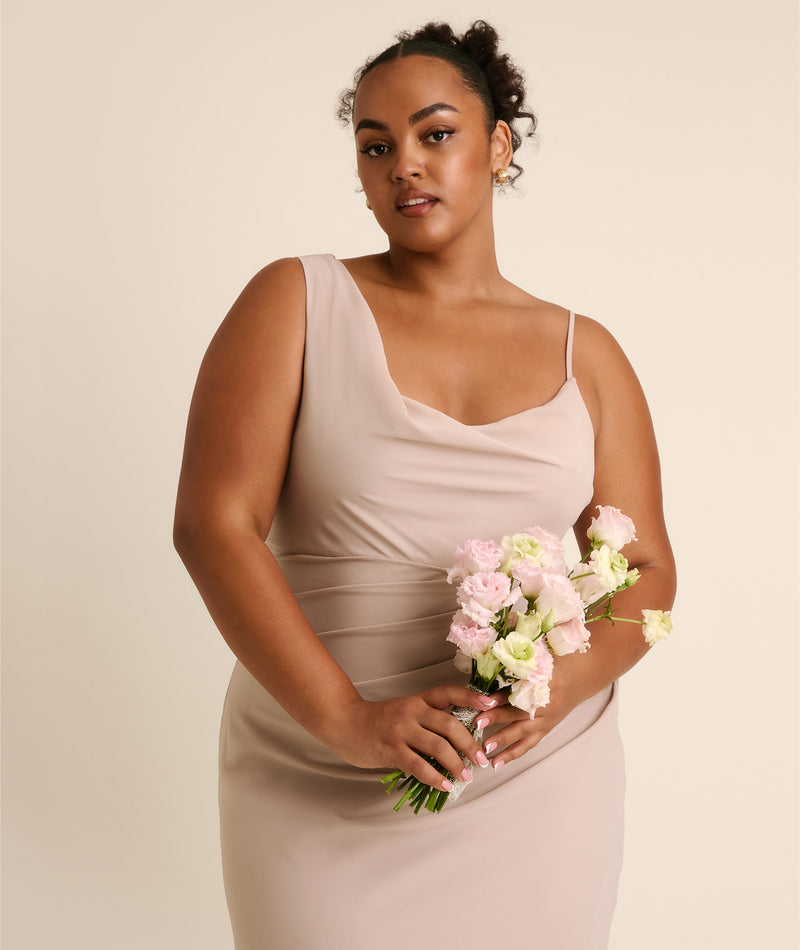 Cowl Asymmetrical Chiffon Bridesmaid Dress