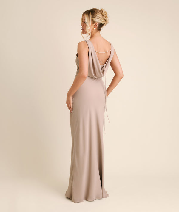 Six Stories Women's Knot Front Chiffon Bridesmaid Dress - Truffle Six Stories Women's Knot Front Chiffon Bridesmaid Dress - Truffle