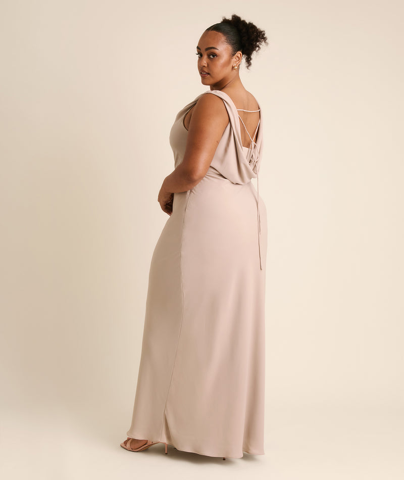 Six Stories Women's Plunge Cowl Chiffon Bridesmaid Dress - Truffle