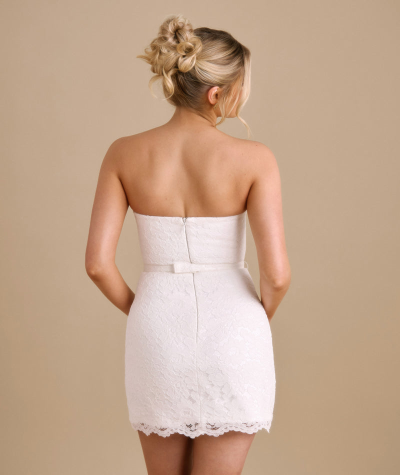 Lace Bandeau Corset Mini Dress - White Six Stories Lace Bandeau Corset Mini Dress - White Six Stories