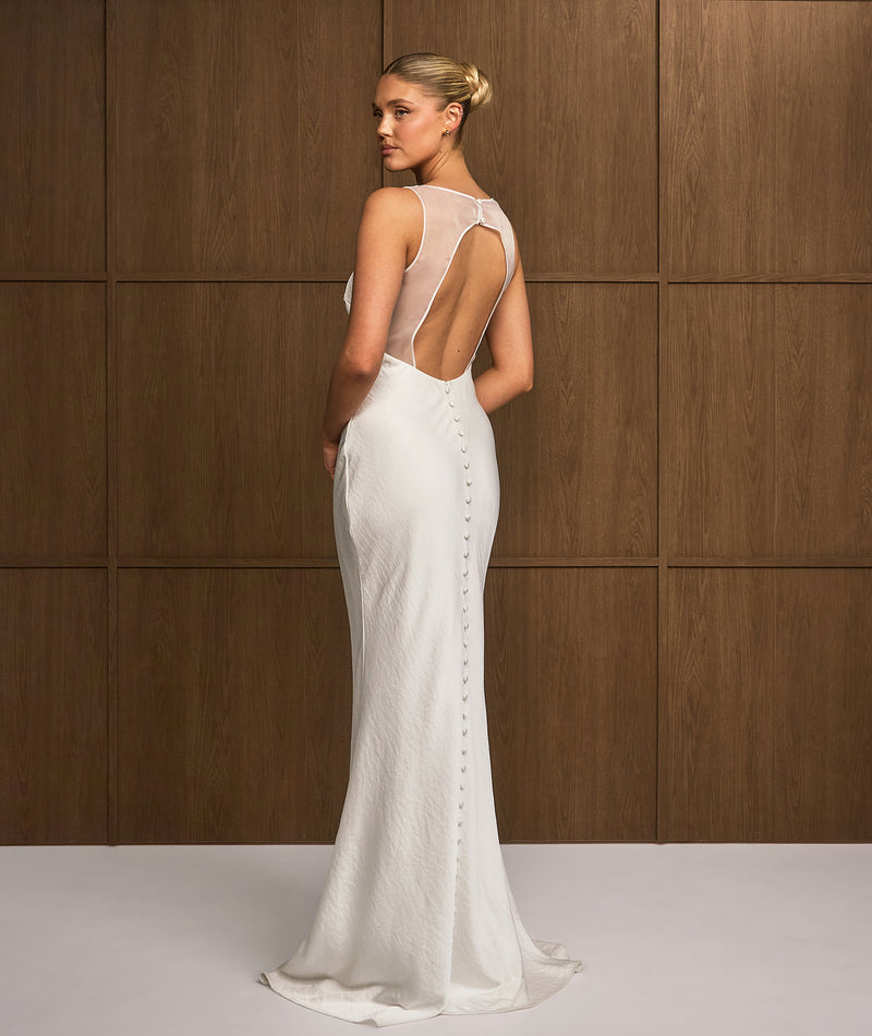 Organza Open Back Maxi Dress