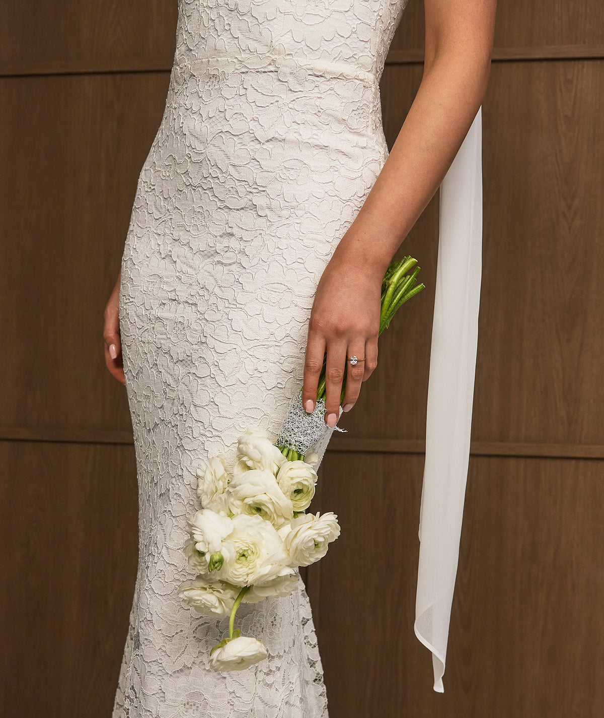 Lace Bandeau Maxi Dress with Neck Scarf - Ivory