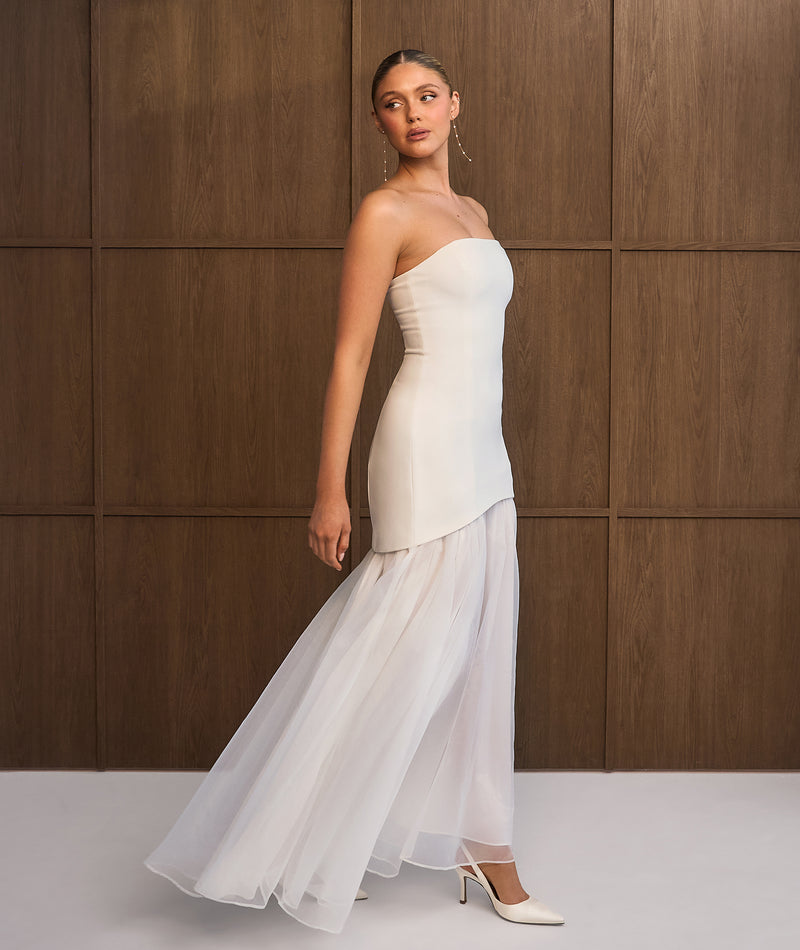 chinese dress ladies Benedetta Black & Cream Long-Sleeve Drop-Waist Maxi Dress – Club L London