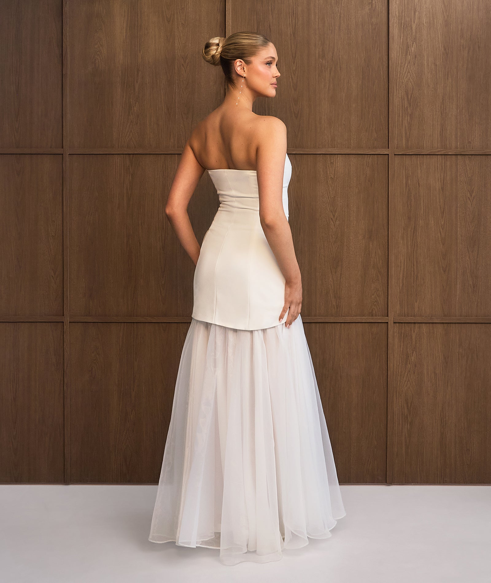 Bandeau Drop Waist Maxi Dress – White – Six Stories
