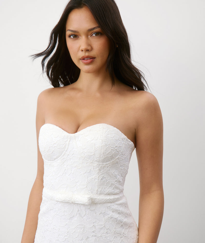 white lace detail corset bandeau mini dress Women's White Lace Detail Corset Bandeau Mini Dress