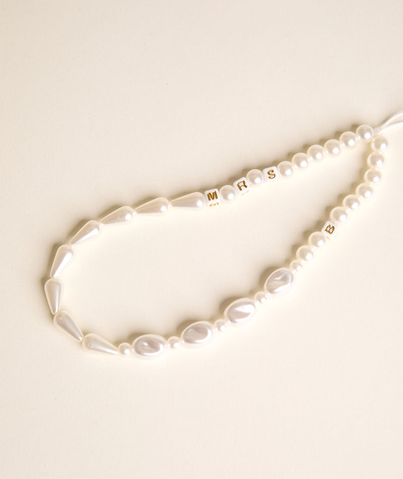 Personalised Mrs Pearl Phone Charm