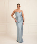 Cami Cowl Satin Bridesmaid Dress - Dusty Blue