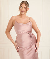 Cami Cowl Satin Bridesmaid Dress - Rose