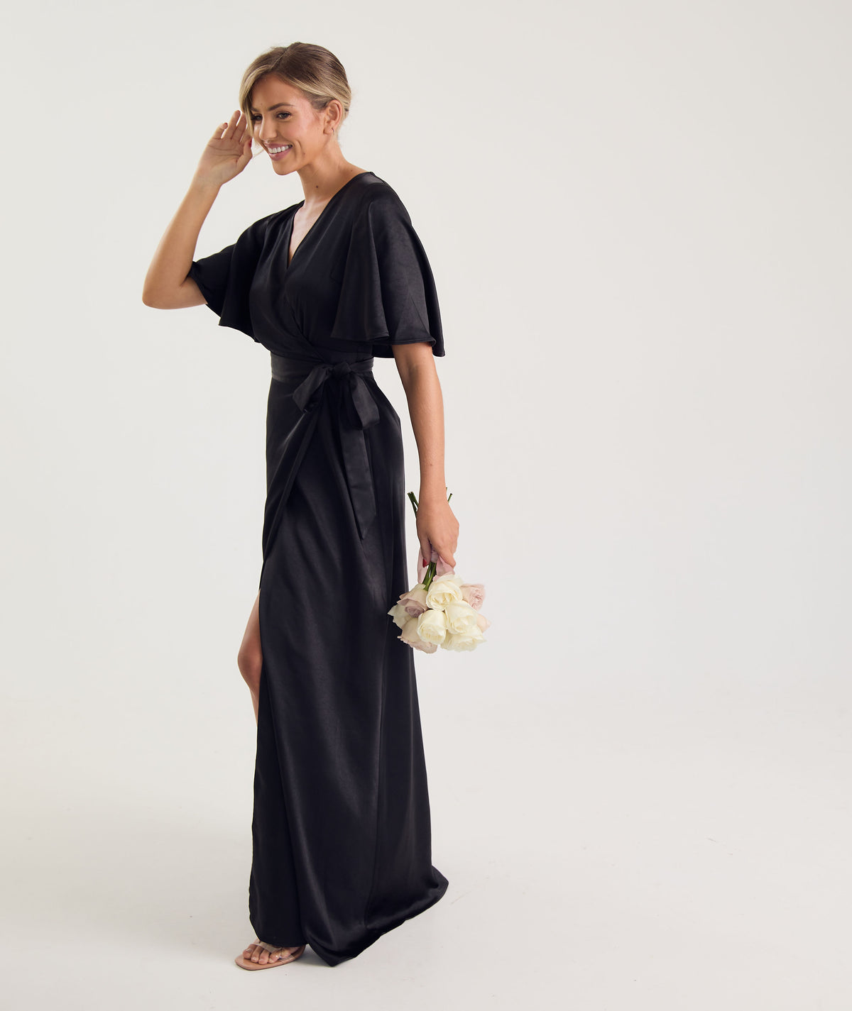 Black Satin Bridesmaid Dress