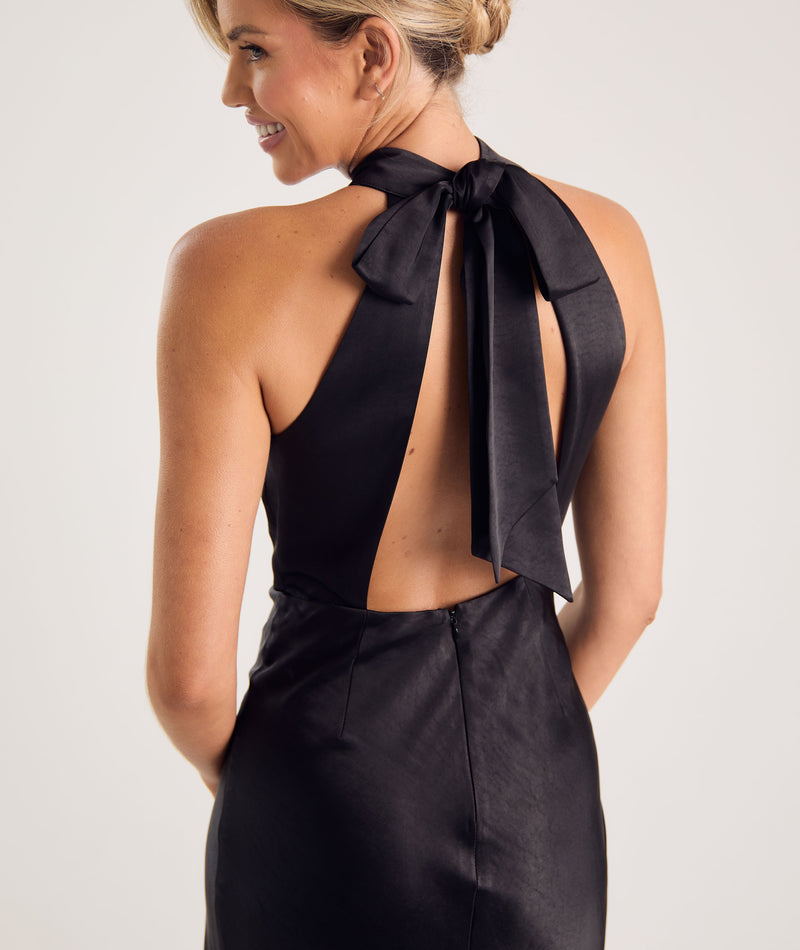 Satin Halter Dress Black Six Stories Black Halter Neck Satin Flower Girl Dress US 2 Womens Satin Halter Dress Black Six Stories Black Halter Neck Satin Flower Girl Dress US 2 Womens