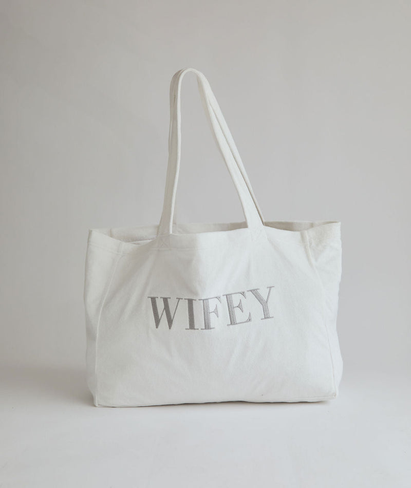 Wifey Statement Towel Tote Bag - White