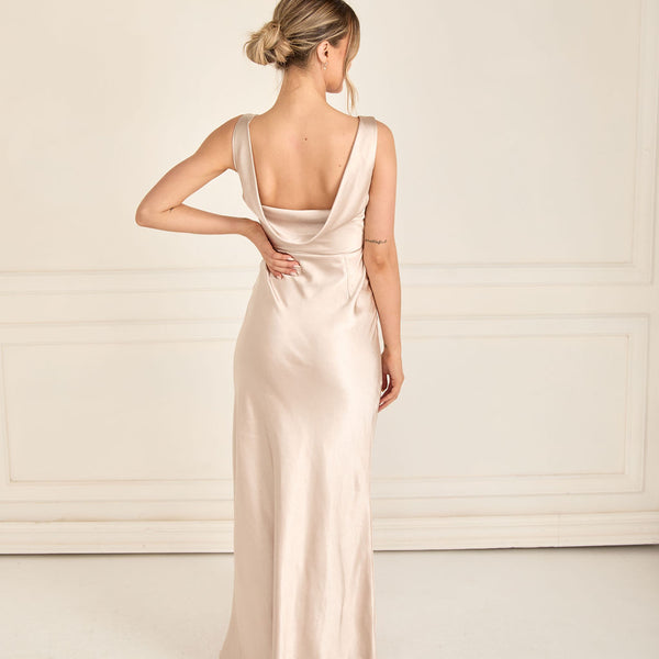 oyster color bridesmaid dress Six Stories Cowl Back Satin Women's Pointed Toe Stiletto glasswork quality polyester Color:Wineberry